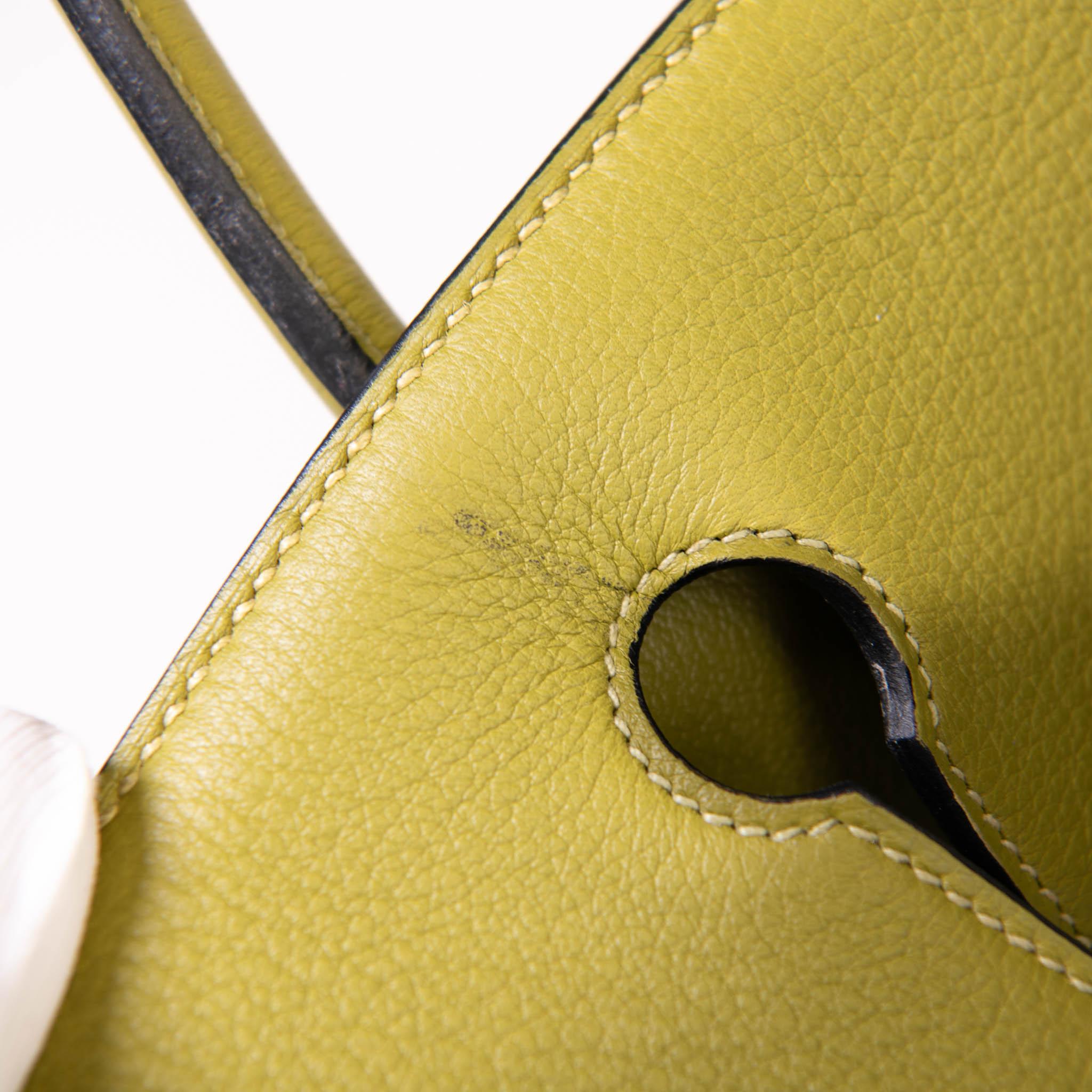Hermes Vert Chartreuse Clemence Leder 40cm Birkin Palladium Hardware im Angebot 7