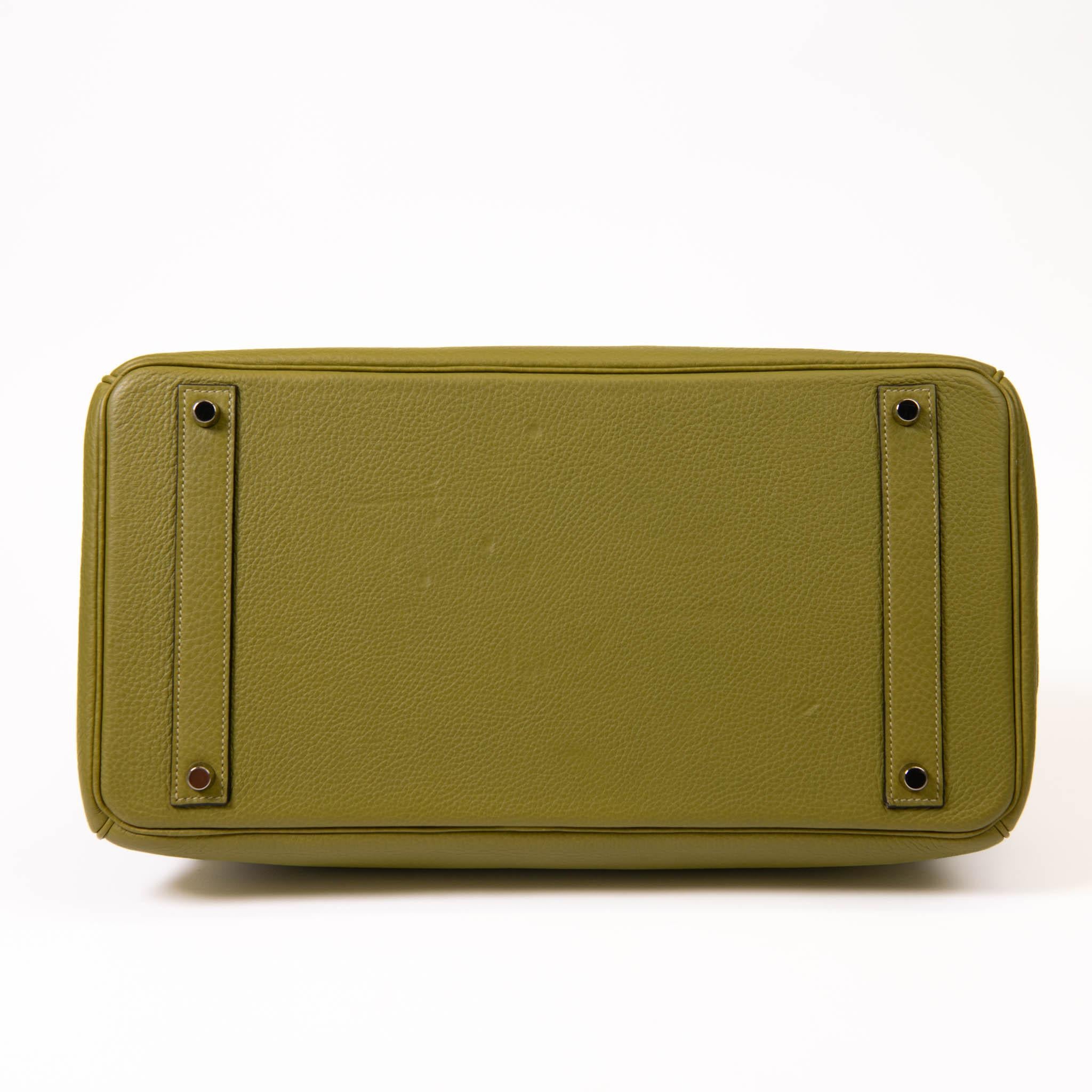 Hermes Vert Chartreuse Clemence Leder 40cm Birkin Palladium Hardware im Zustand „Gut“ im Angebot in Corona Del Mar, CA