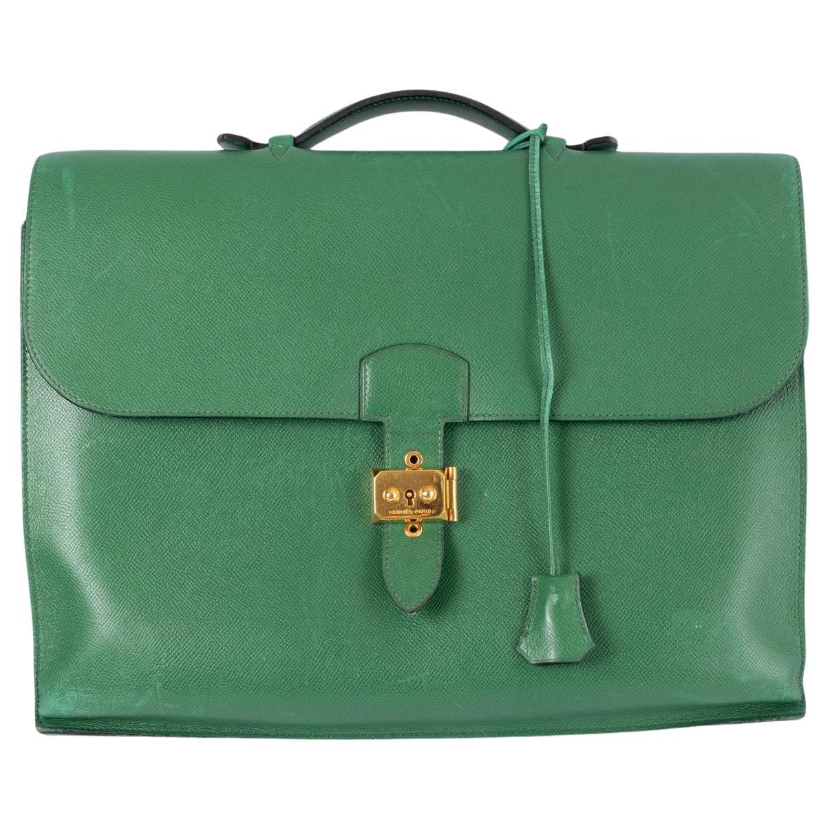 HERMES Vert Claire green Courchevel leather SAC A DEPECHES 2-38 Briefcase Bag For Sale