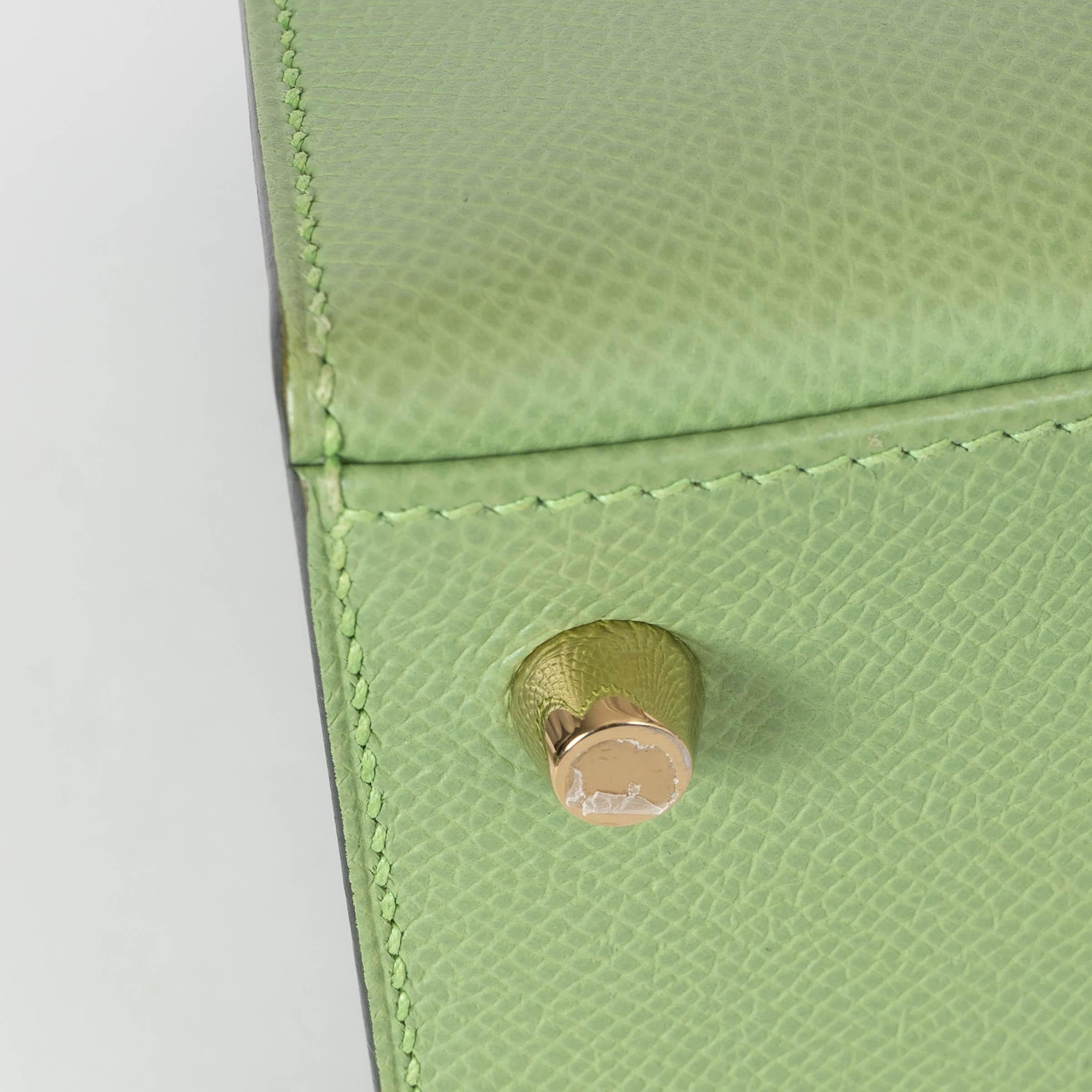 HERMES Vert Criquet Epsom leather KELLY 25 SELLIER Bag Ghw For Sale 5