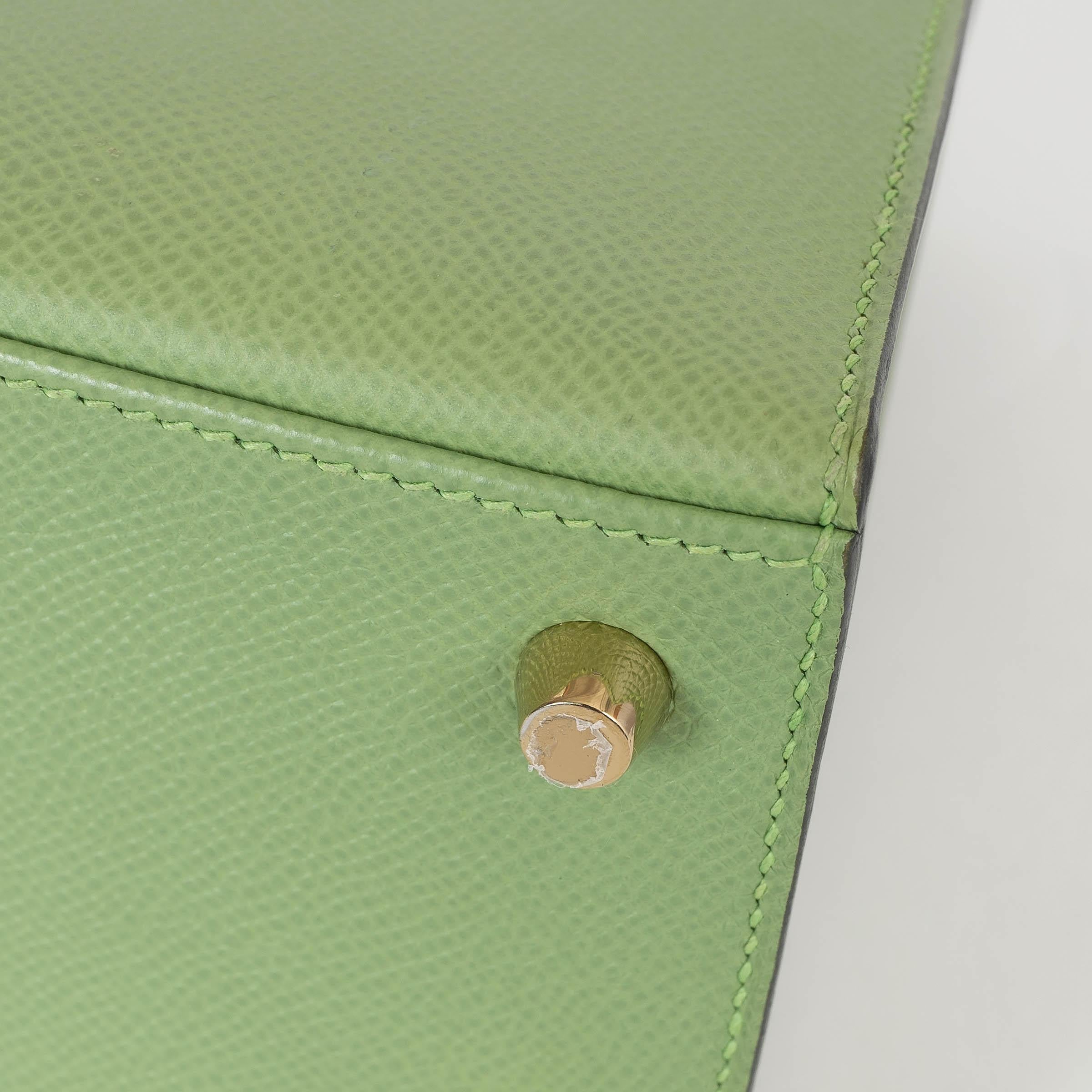 HERMES Vert Criquet Epsom leather KELLY 25 SELLIER Bag Ghw For Sale 6