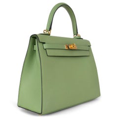 HERMES Vert Criquet Epsom leather KELLY 25 SELLIER Bag Ghw