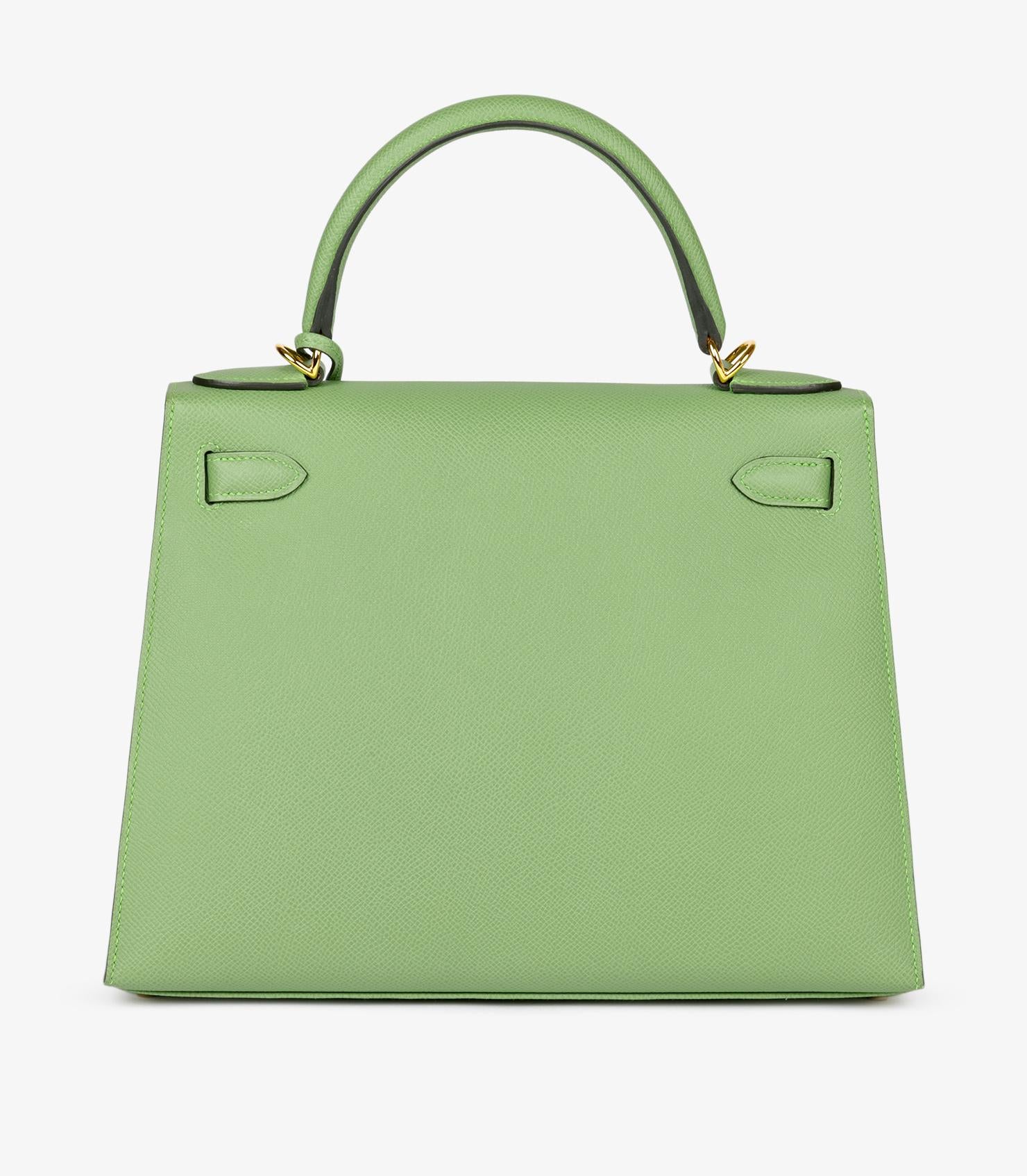 Donna Hermès Vert Criquet Epsom Leather Kelly 28cm Sellier in vendita