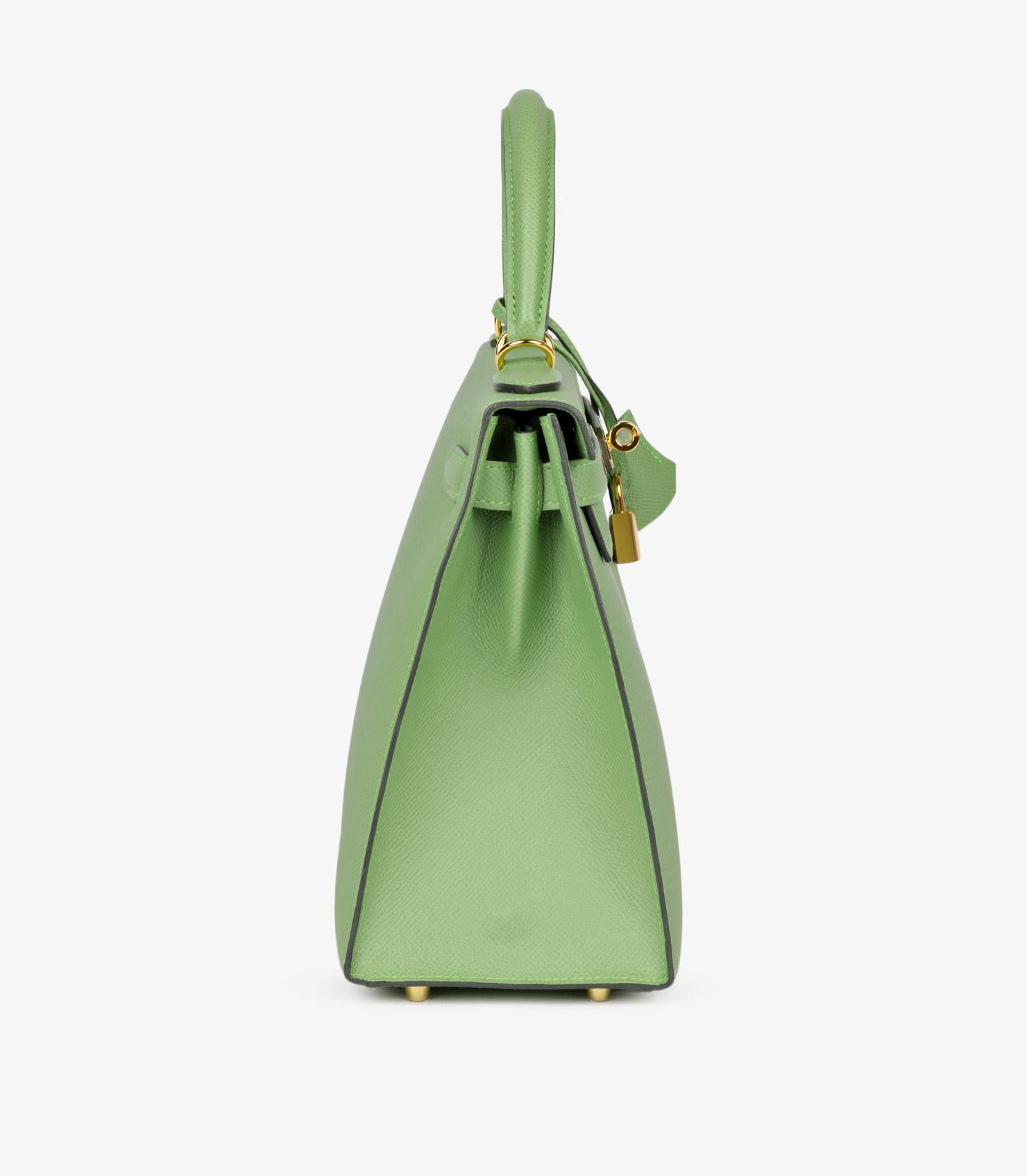 Hermès Vert Criquet Epsom Leather Kelly 28cm Sellier in vendita 1