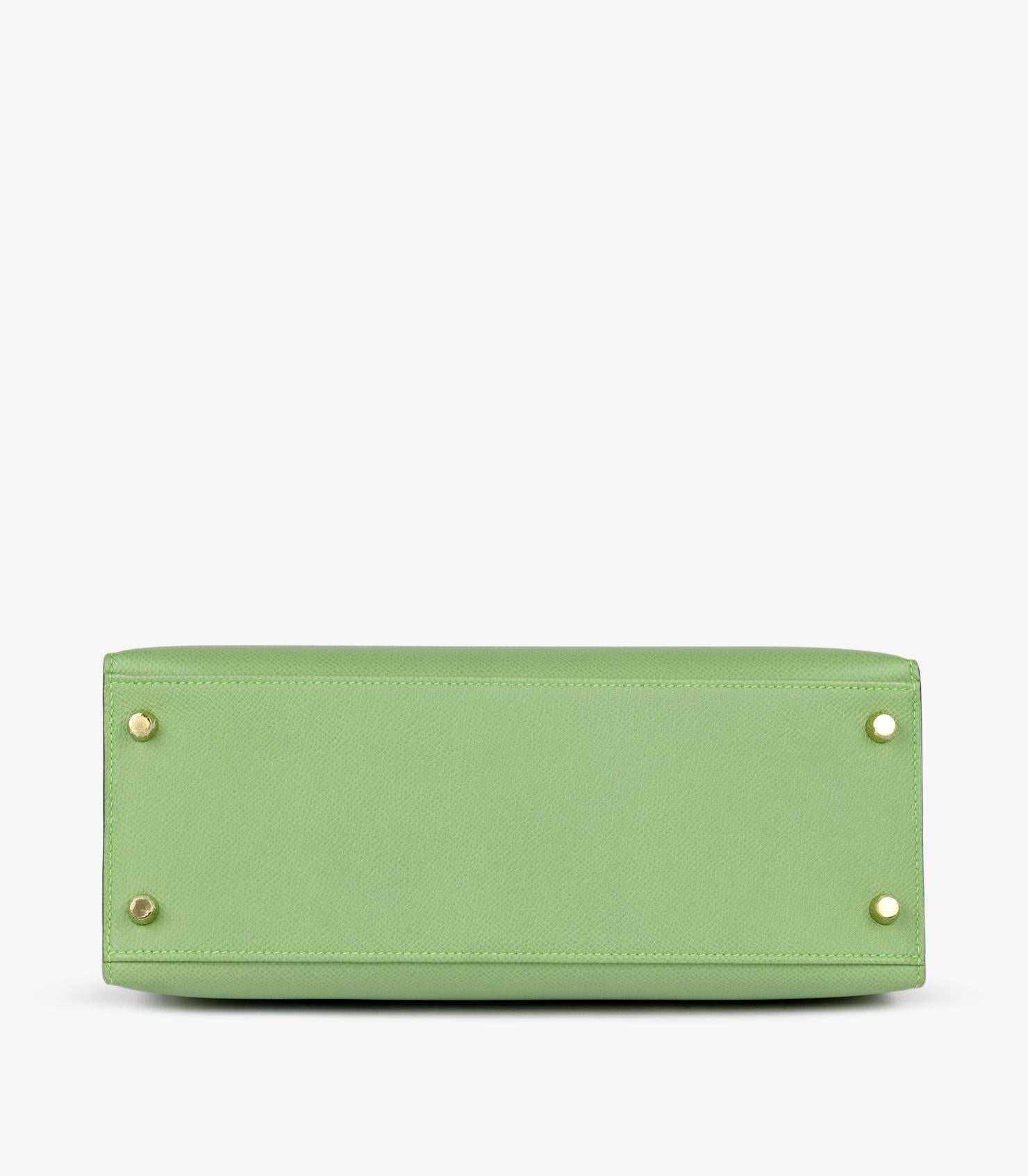 Hermès Vert Criquet Epsom Leather Kelly 28cm Sellier For Sale 3