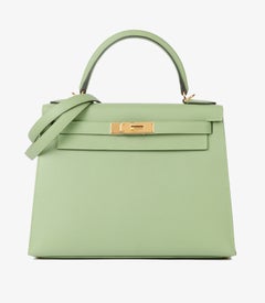 Hermès Vert Criquet Epsom Leather Kelly 28cm Sellier