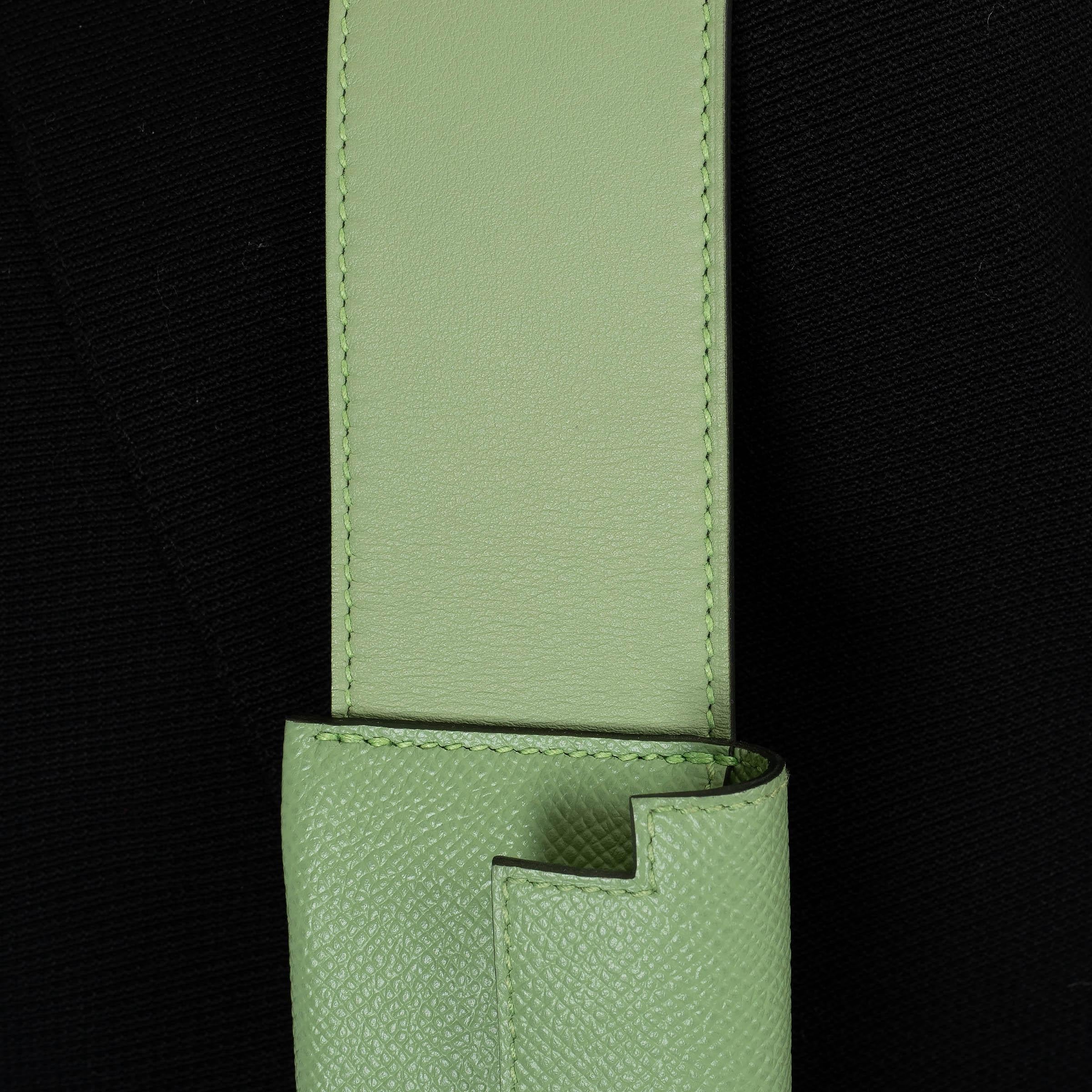 HERMES Vert Criquet green Epsom & Swift SANGLE KELLY POCKET 50mm Bag Strap For Sale 1
