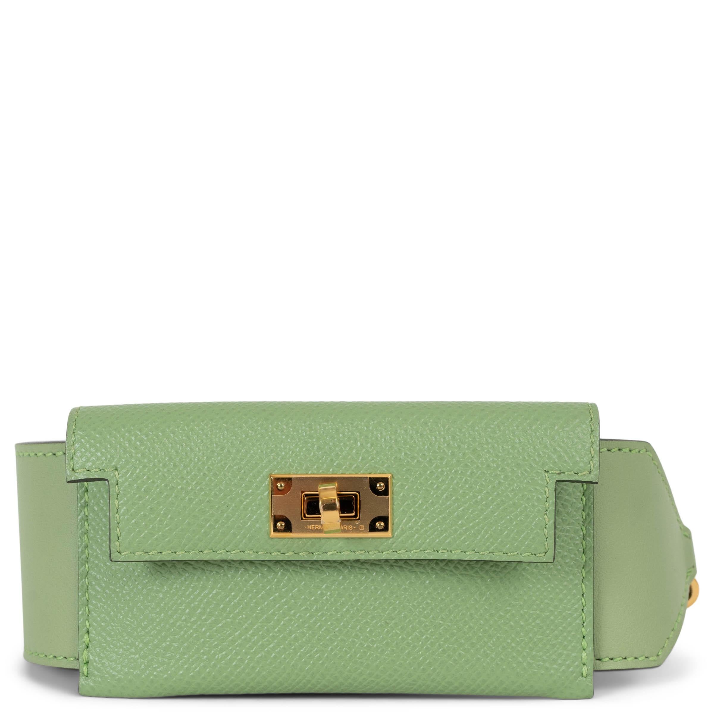 HERMES Vert Criquet green Epsom & Swift SANGLE KELLY POCKET 50mm Bag Strap
