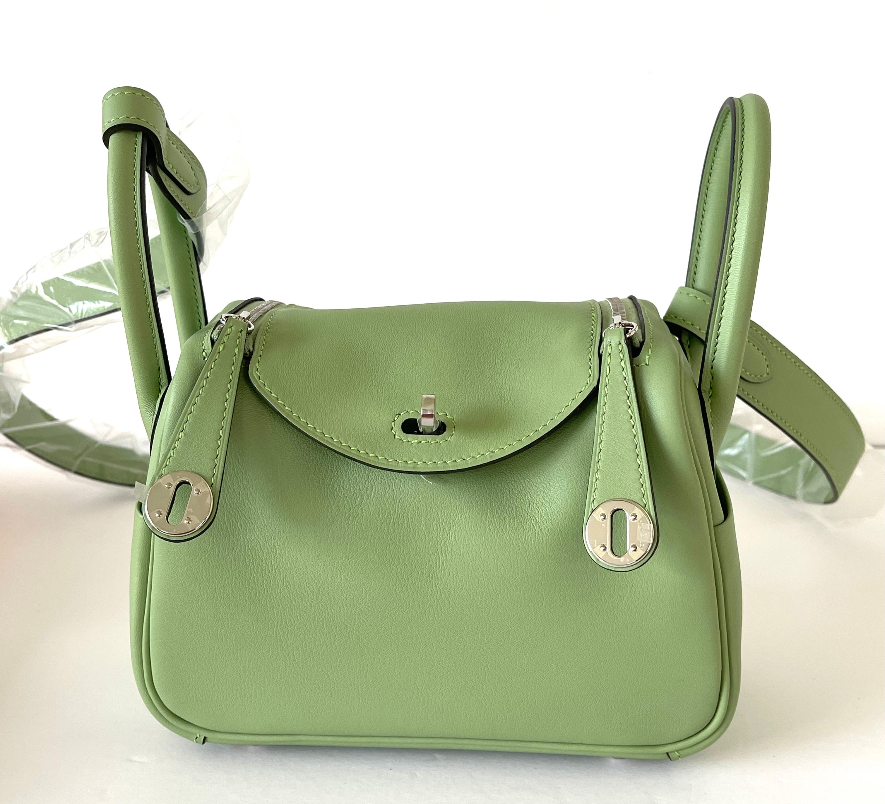 Green Hermes Vert Criquet Swift Mini Lindy Palladium Hardware NEW