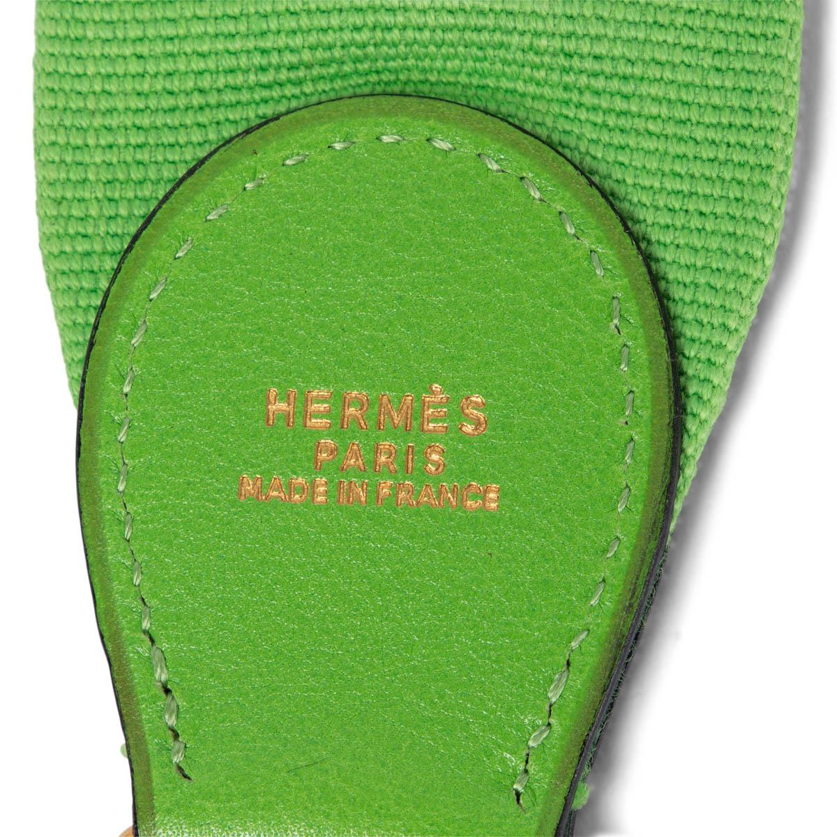 Women's HERMES Vert Cru Gulliver leather & canvas SANGLE KELLY 50mm Bag Strap