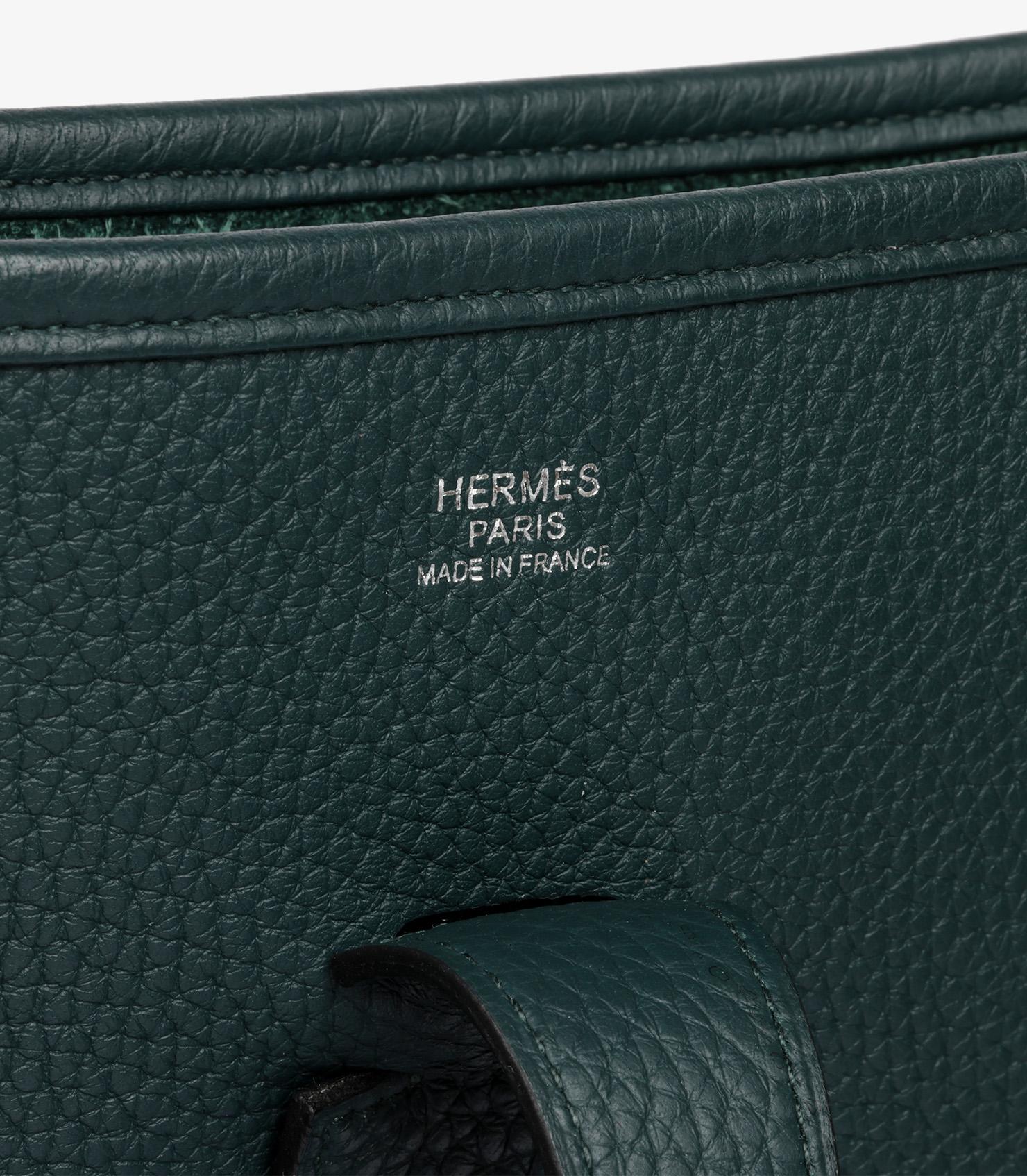 Hermès Vert Cyphress Clemence Leather Evelyne 33 For Sale 3
