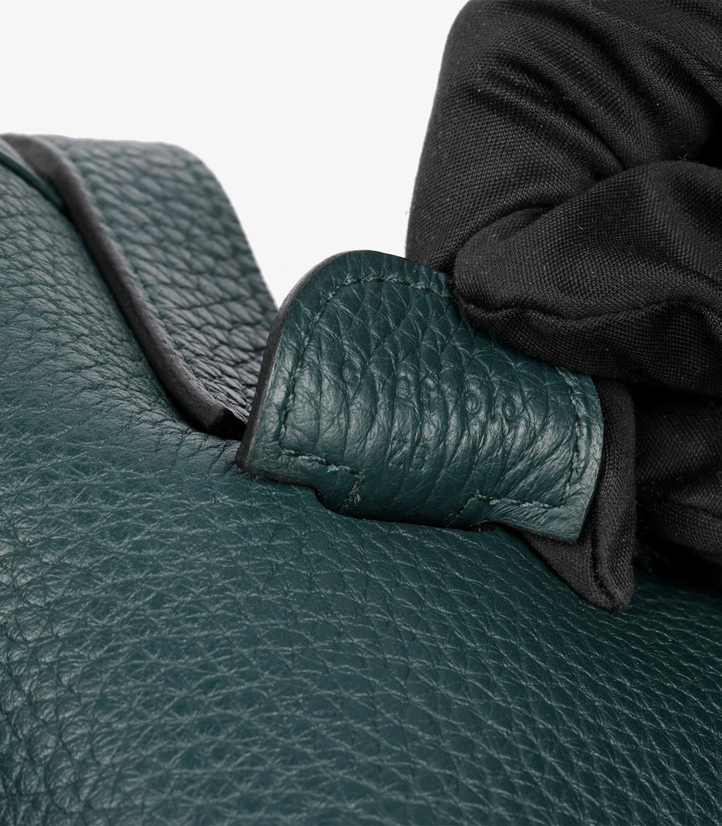 Hermès Vert Cyphress Clemence Leather Evelyne 33 en vente 4