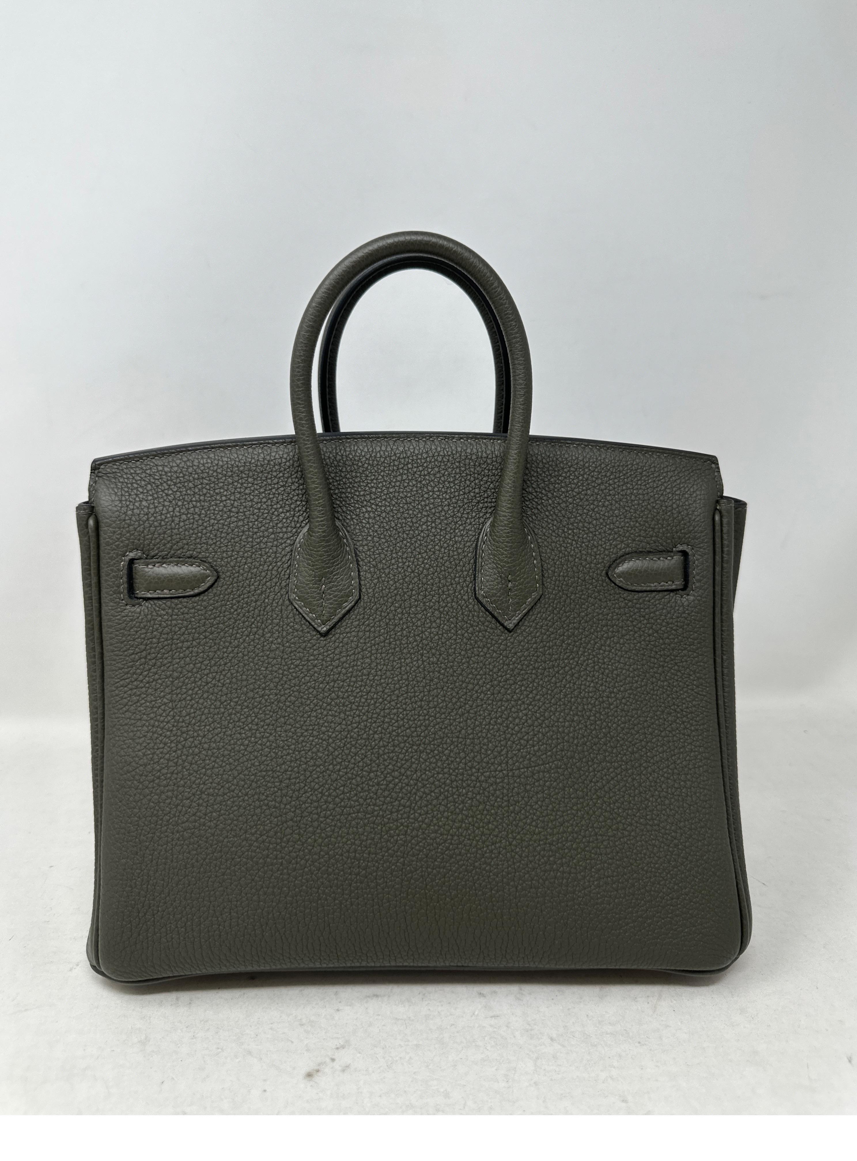 Hermes Vert De Gris Birkin 25 Bag  For Sale 2