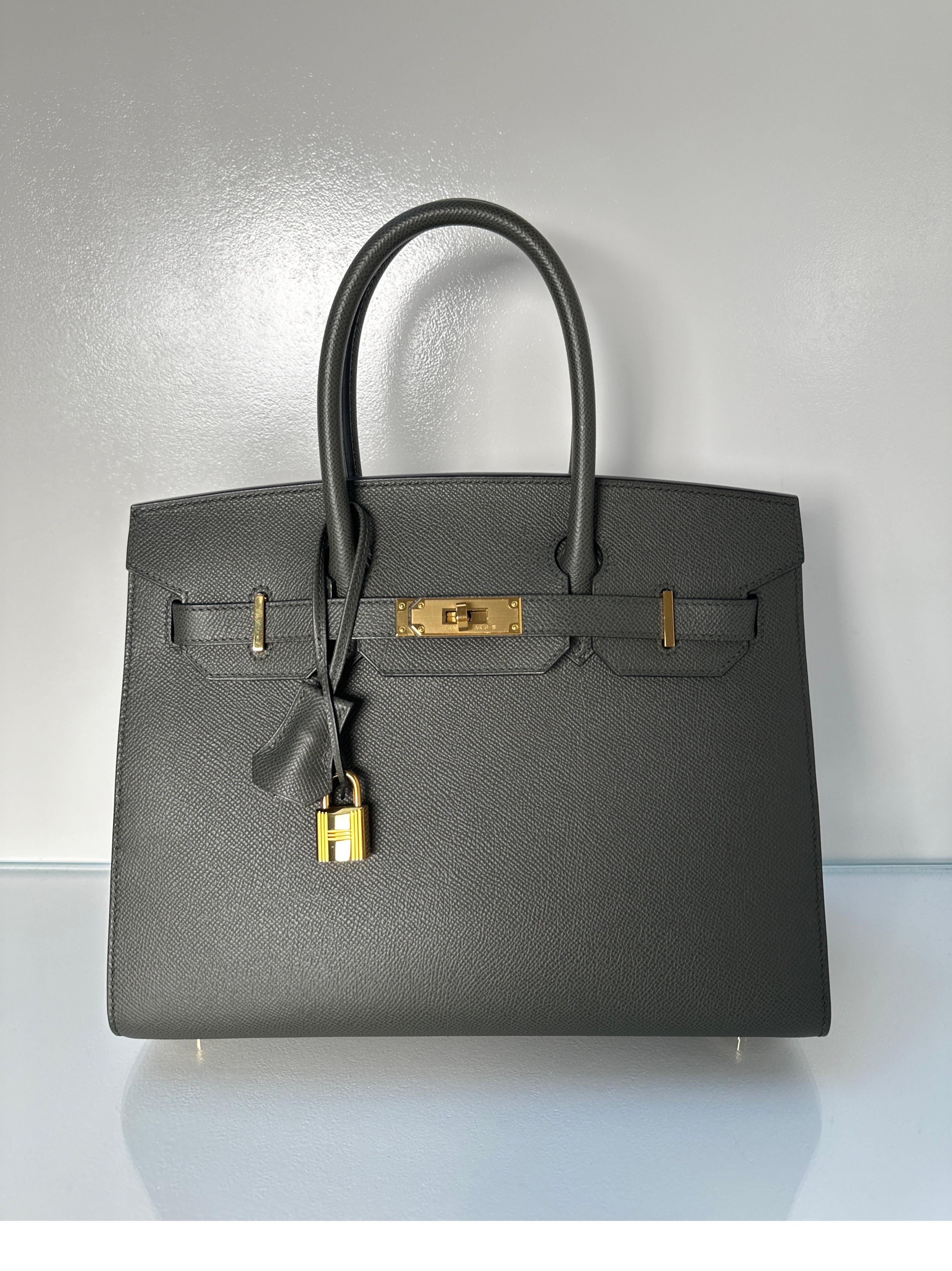 Gray Hermes Vert De Gris Birkin 30 Bag