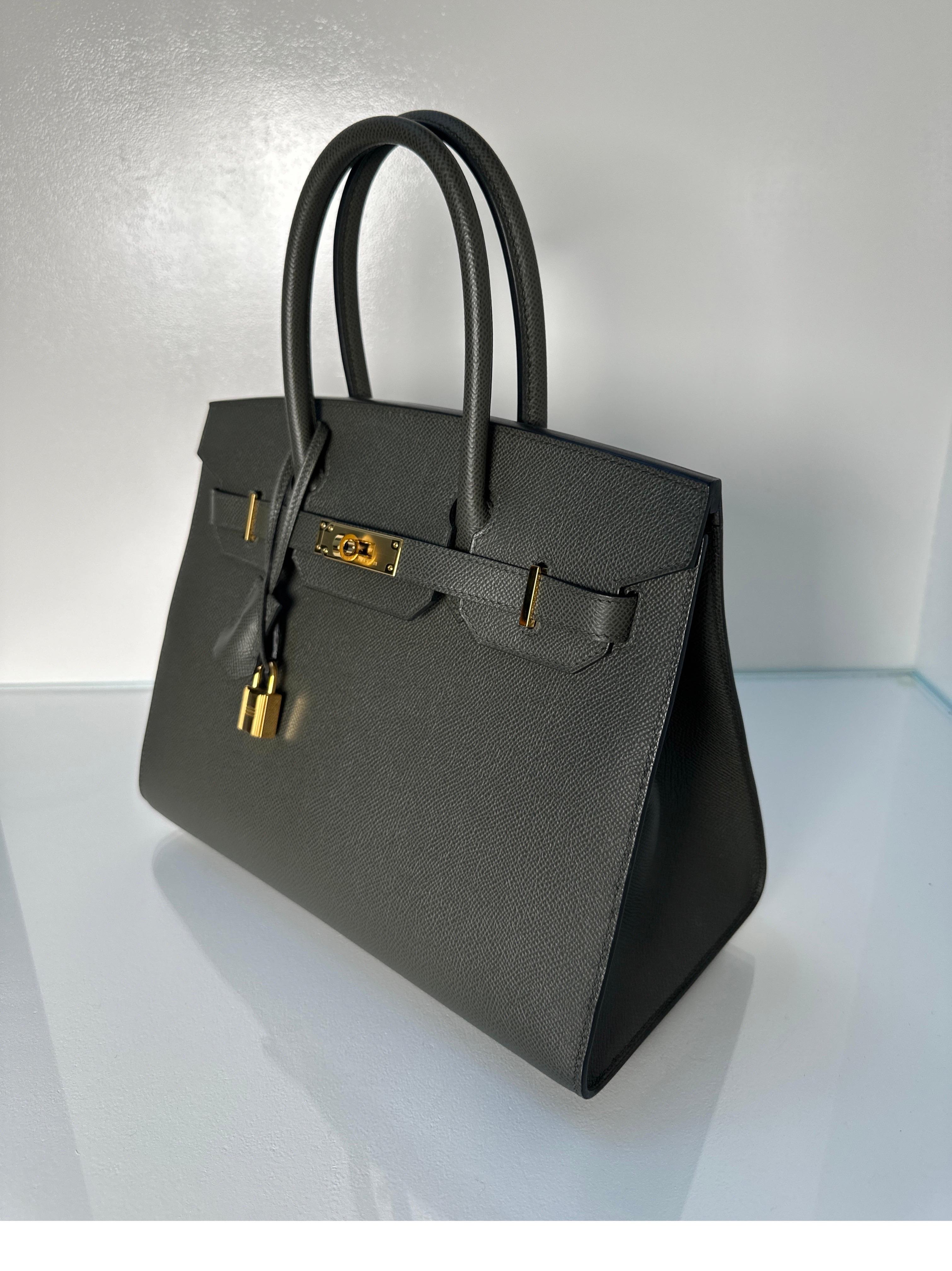 Women's or Men's Hermes Vert De Gris Birkin 30 Bag