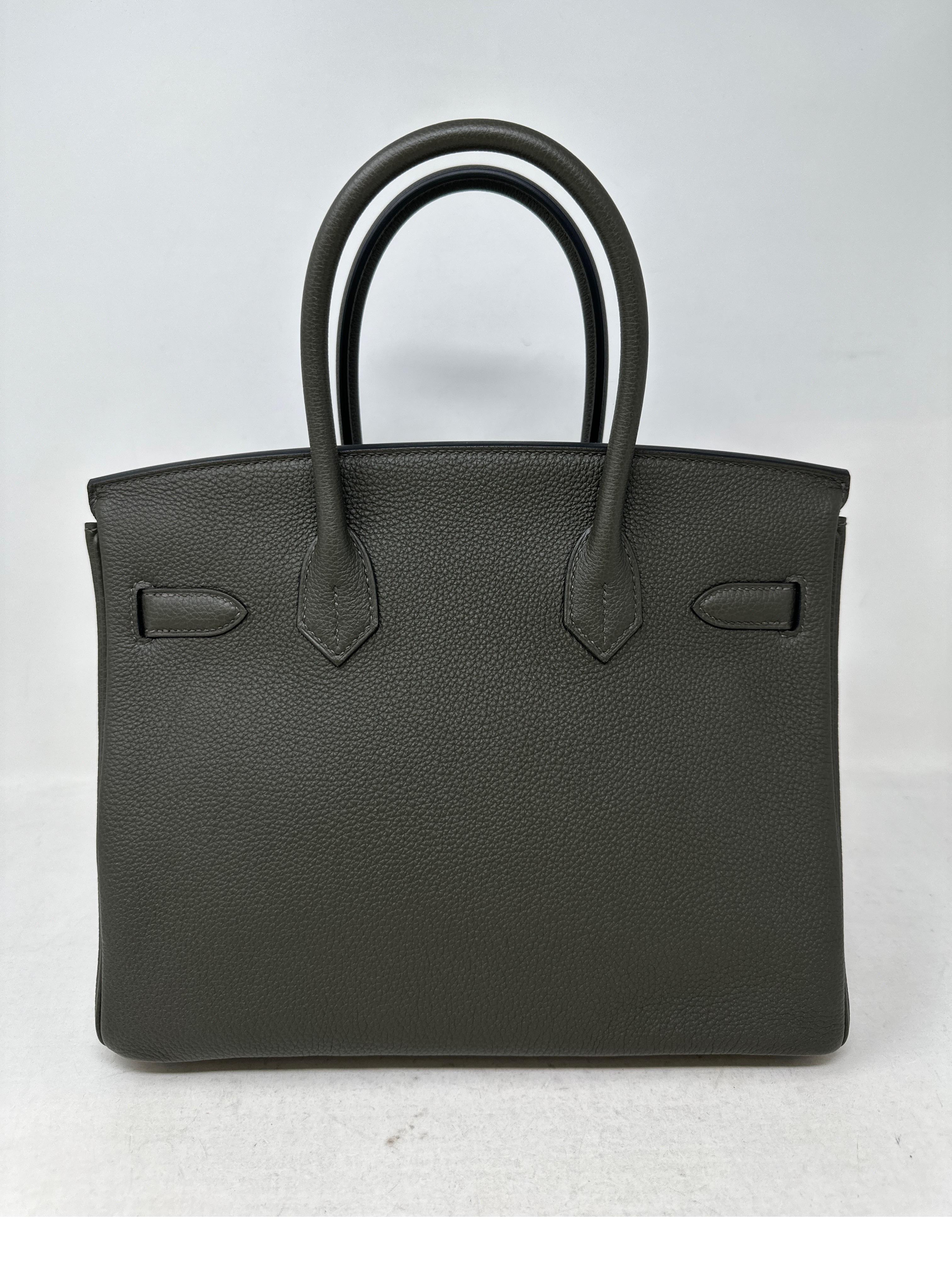 Women's or Men's Hermes Vert De Gris Birkin 30 Bag 