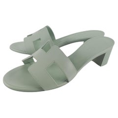 Hermes Vert D'eau Calfskin Taille 38 Sandale Oasis