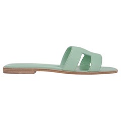 Hermes Vert D'Eau Oran Sandal Epsom Pelle Scarpe piatte 38