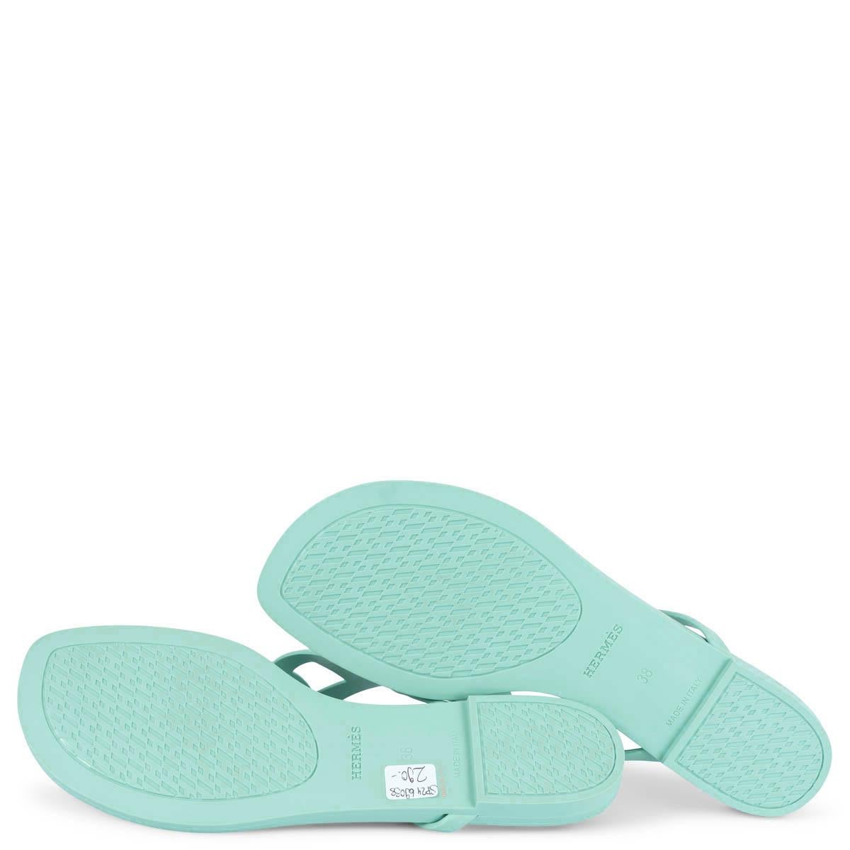 HERMES Vert Embrun green rubber EGERIE Thong Sandals Shoes 38 4