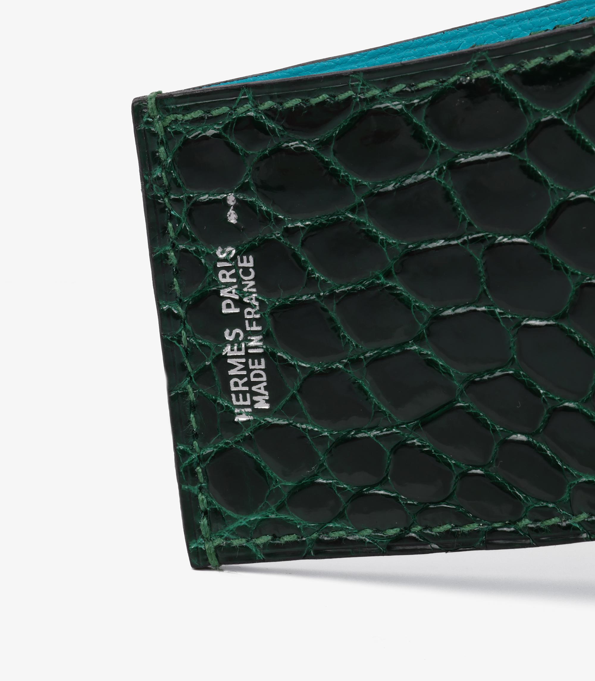 Hermès Vert Emeraude Shiny Alligator Leather Petite H Coffee Cup Holder In Excellent Condition For Sale In Bishop's Stortford, Hertfordshire