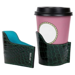 Hermès Vert Emeraude Shiny Alligator Leather Petite H Coffee Cup Holder