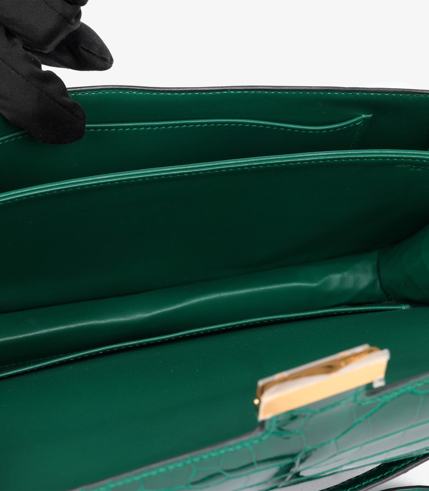Hermès Vert Emeraude Shiny Mississippiensis Alligator Leather Constance Elan 6