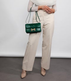 Hermès Vert Emeraude Shiny Mississippiensis Alligator Leather Constance Elan