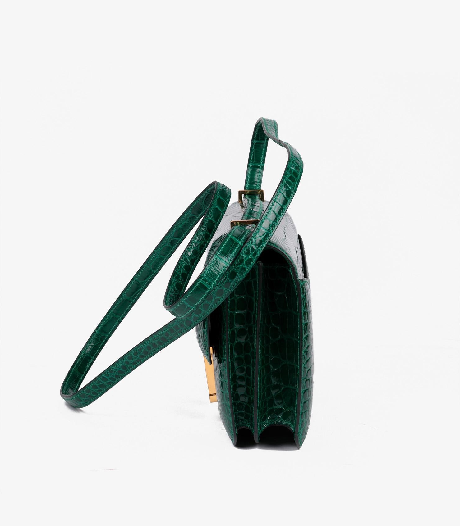 Hermès Vert Emeraude Shiny Mississippiensis Alligator Leather Constance Elan 1