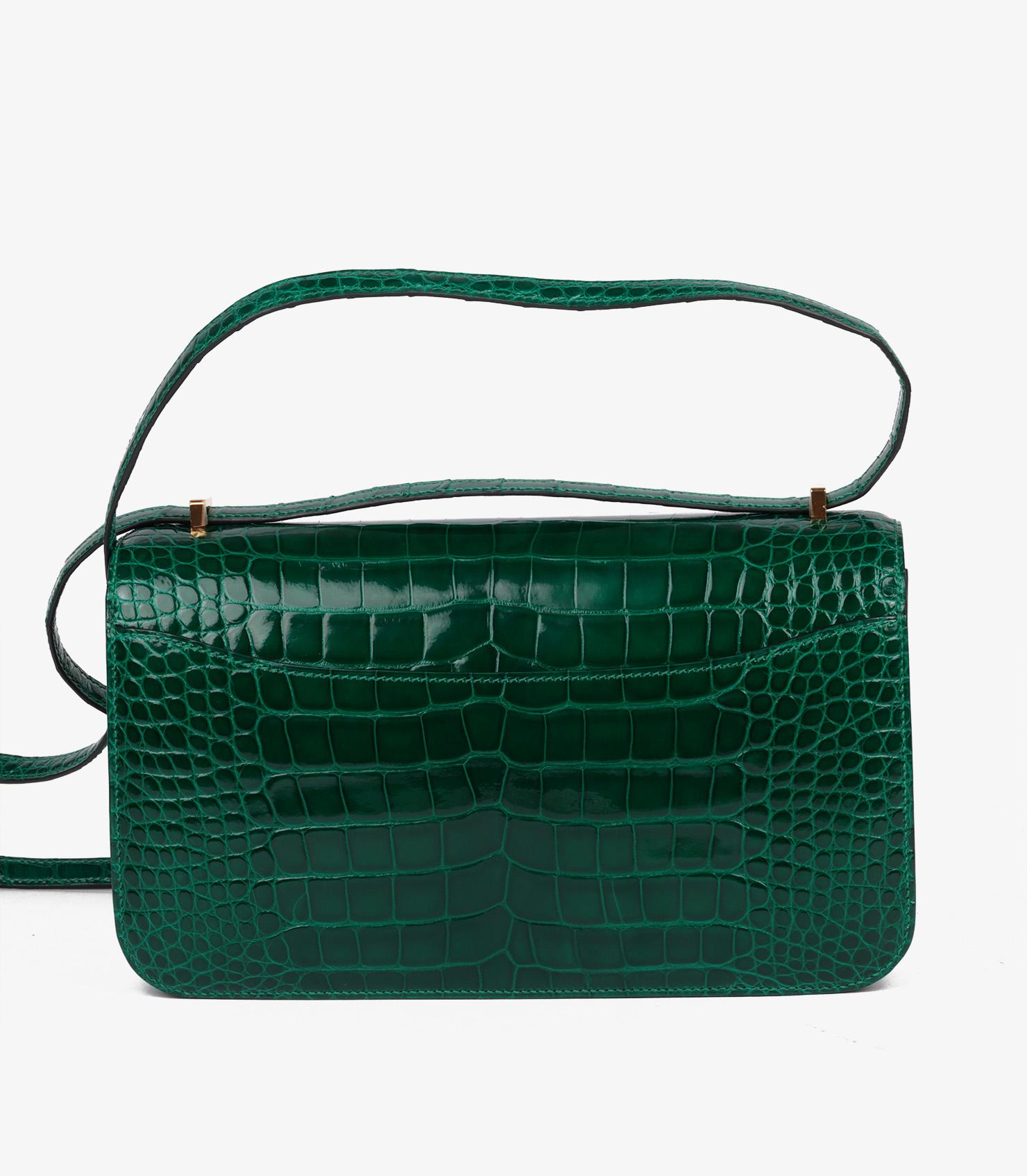 Hermès Vert Emeraude Shiny Mississippiensis Alligator Leather Constance Elan 2