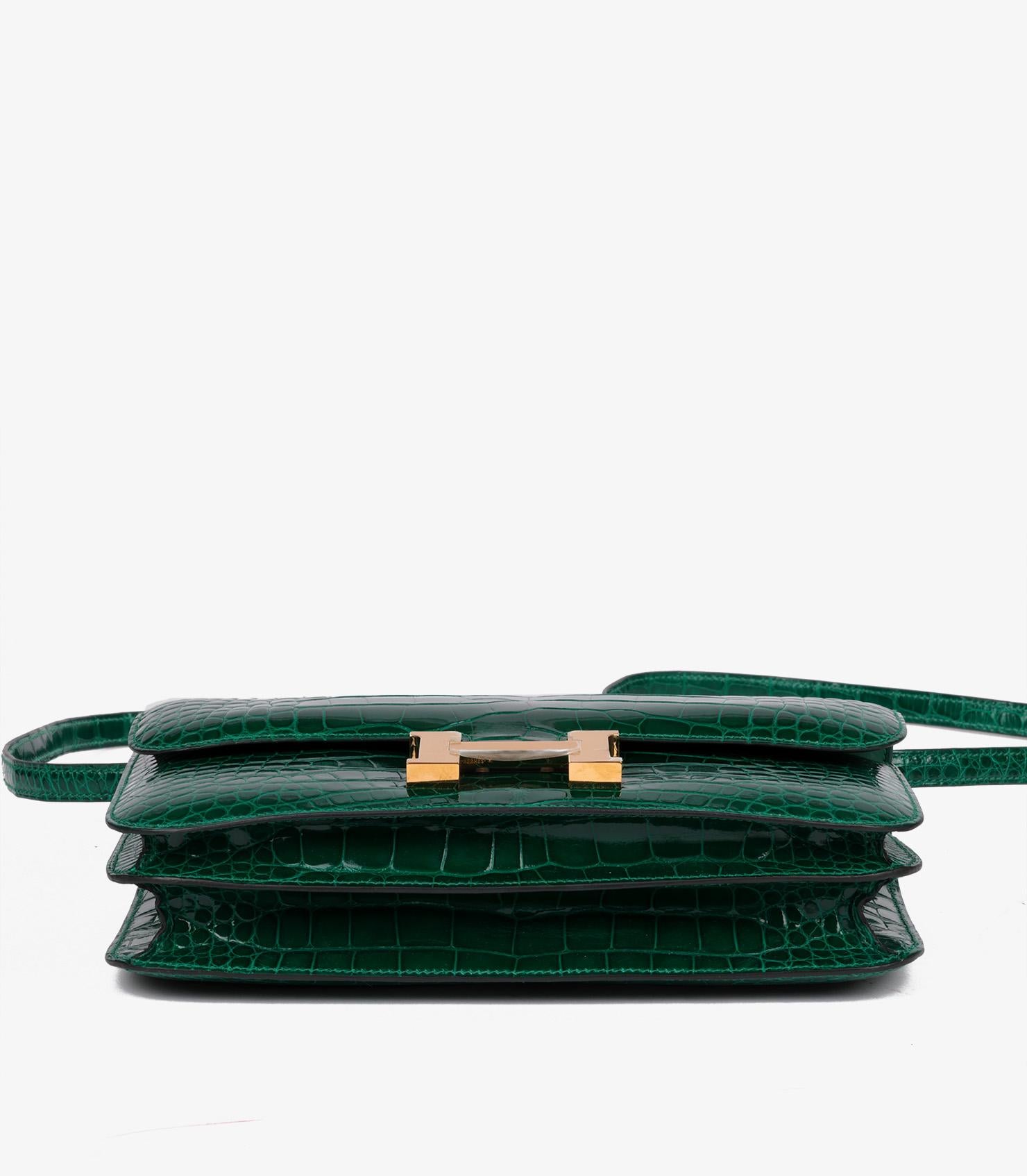 Hermès Vert Emeraude Shiny Mississippiensis Alligator Leather Constance Elan 3