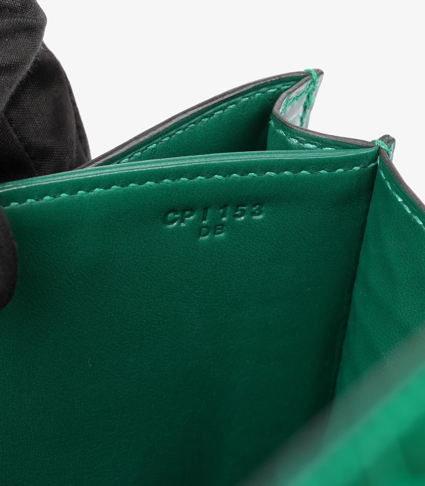 Hermès Vert Emeraude Shiny Mississippiensis Alligator Leather Constance Elan 4
