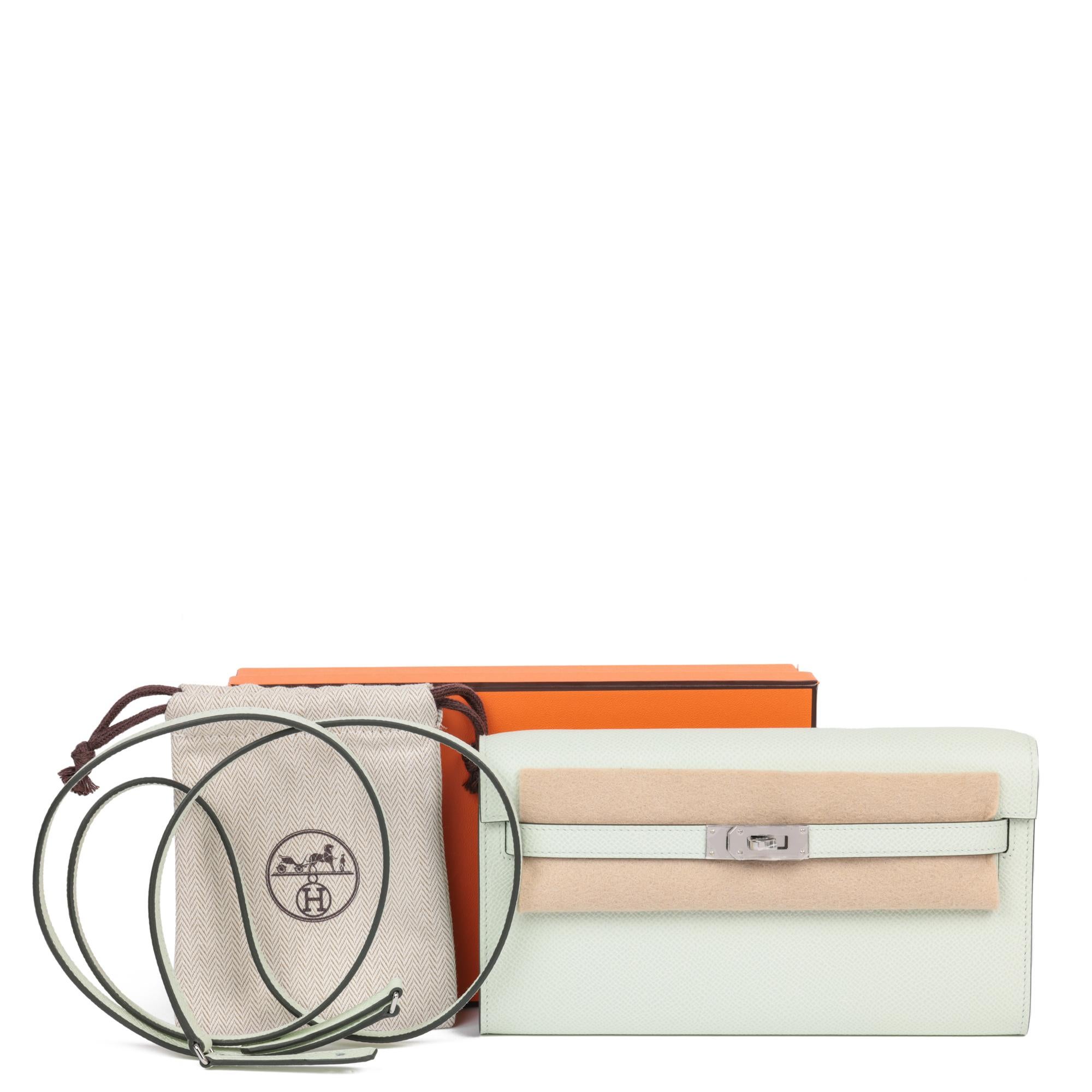Hermès Vert Fizz Epsom Portafoglio lungo in pelle Kelly To Go in vendita 5