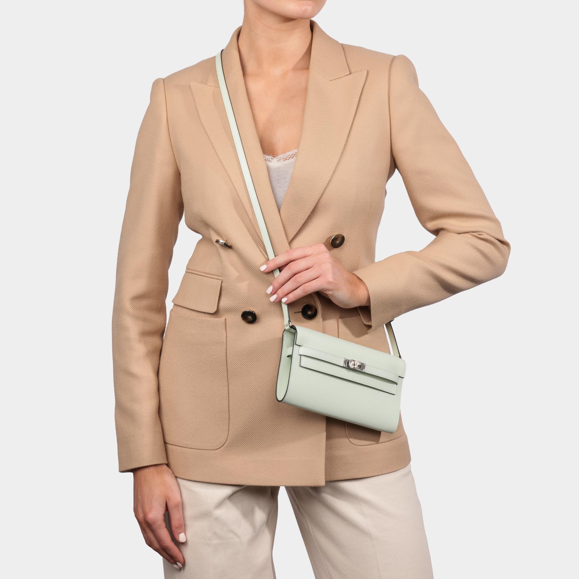 Hermès Vert Fizz Epsom Portafoglio lungo in pelle Kelly To Go in vendita 6