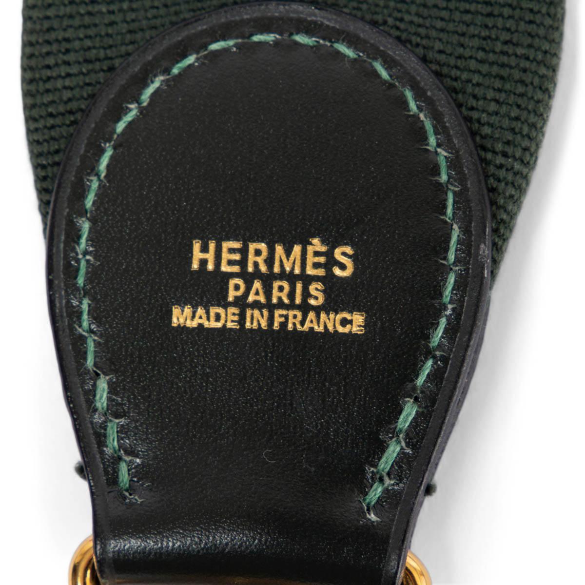 HERMES Vert Fonce Box leather & canvas SANGLE KELLY 50mm Bag Strap 1