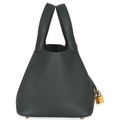 Hermès Vert Fonce Clemence Picotin Lock 18 PM GHW