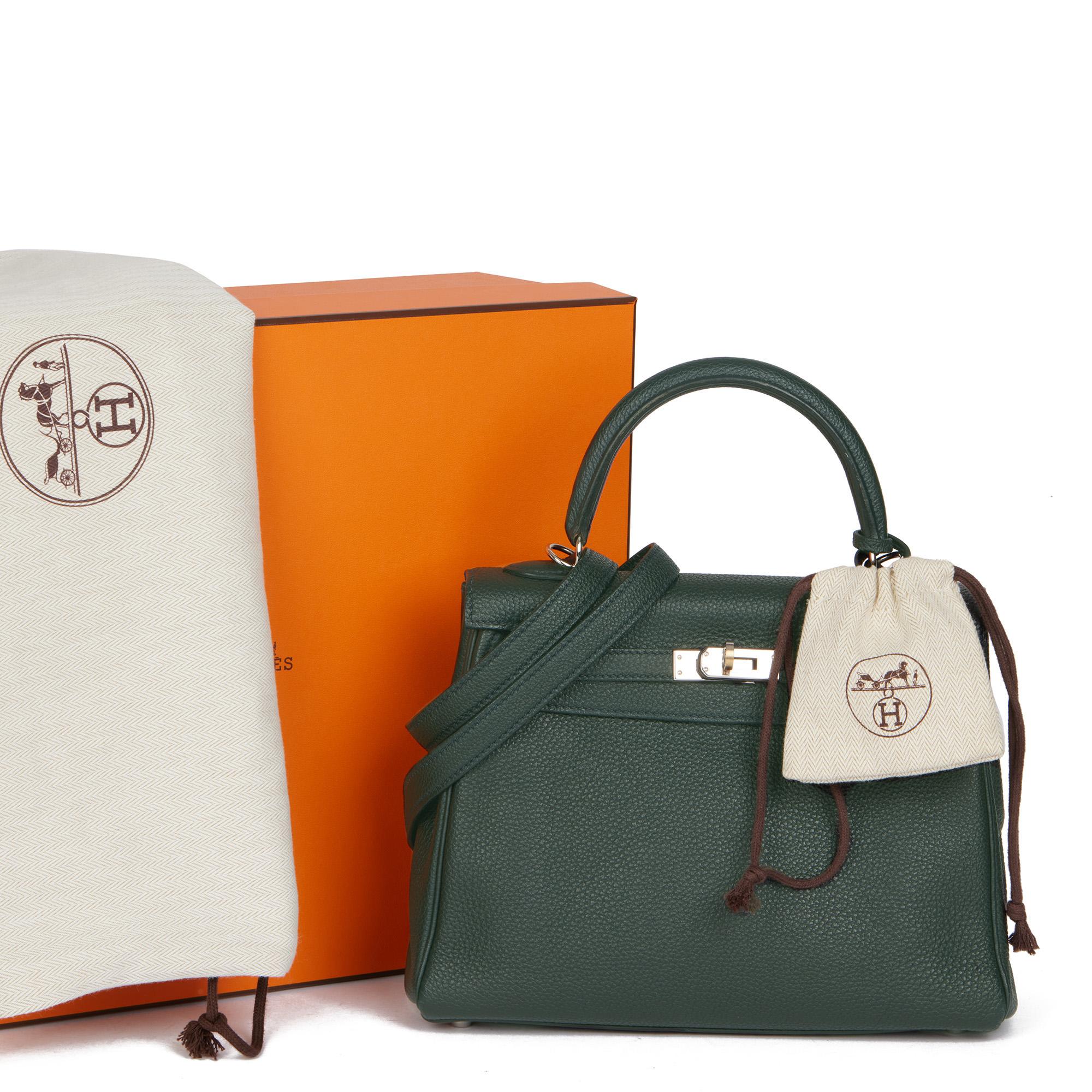 Hermès VERT FONCE & COLVERT VERSO TOGO LEATHER KELLY 25CM RETOURNE 5