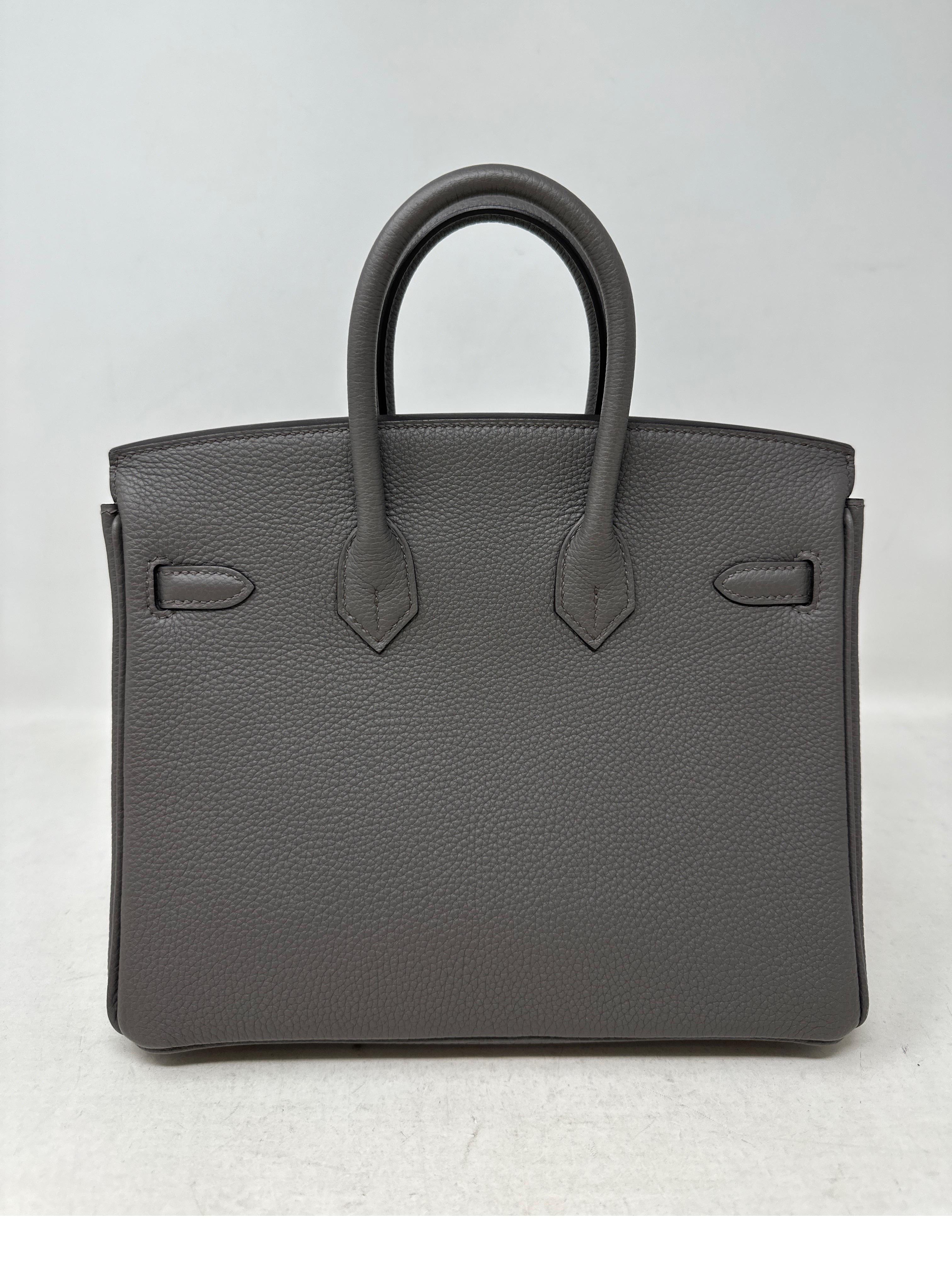 Women's or Men's Hermes Vert Gris Birkin 25 Bag 