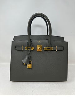 Hermes Vert Gris Sellier Birkin 30 Bag
