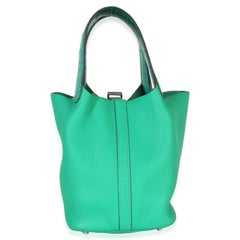 Hermès Vert Jade Menthe Clemence Matte Alligator Touch Picotin Lock 18 PHW