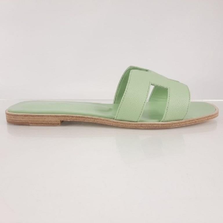  Sandales Hermès Vert Jade Oran Taille 37.5 Pour femmes 