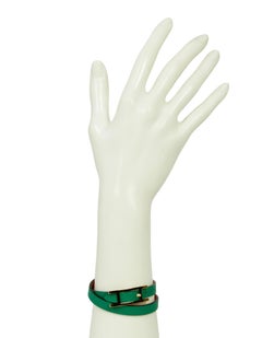 Hermes Vert Jade / Rose Jaipur Leather Reversible Behapi Double Tour Wrap sz T2