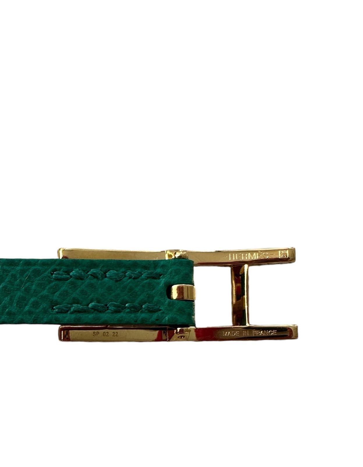 Hermes Vert Jade / Rose Jaipur Leather Reversible Behapi Double Tour Wrap sz T2 1