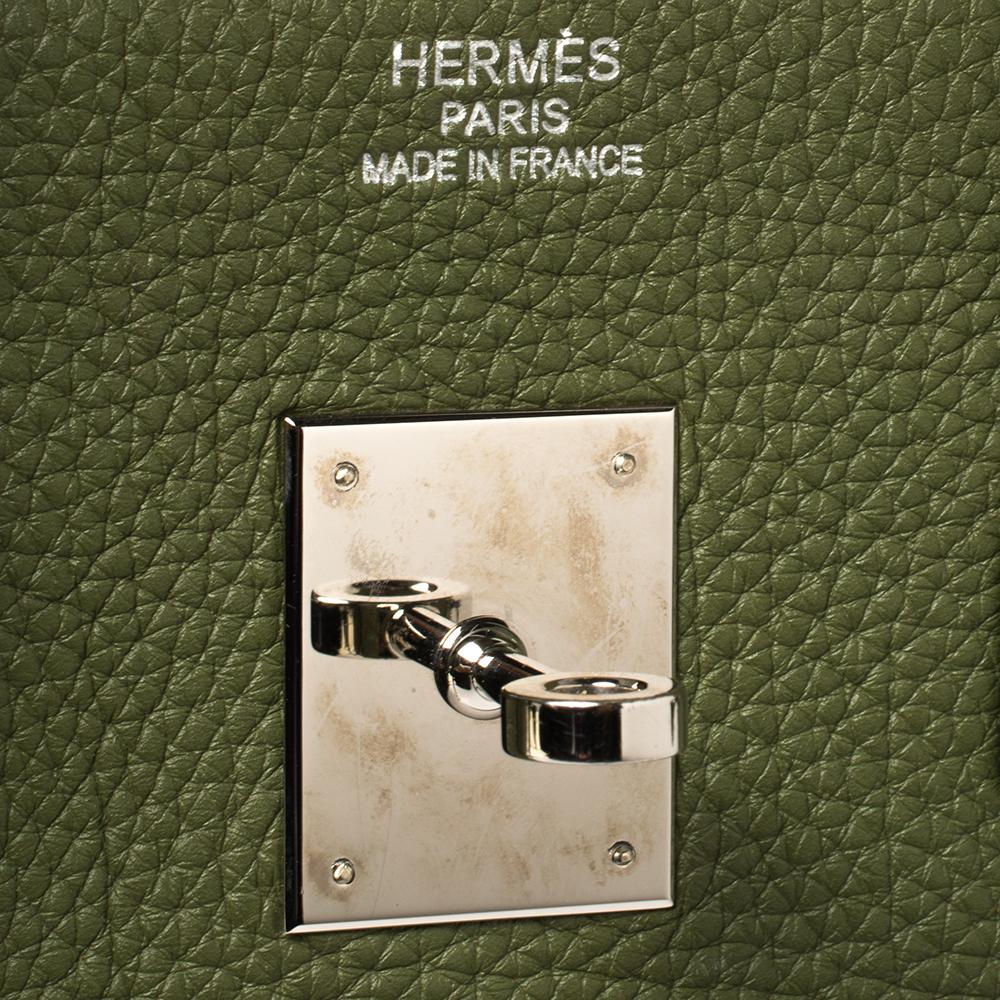 Hermes Vert Pelouse Togo Leather Palladium Finished Birkin 35 Bag 8