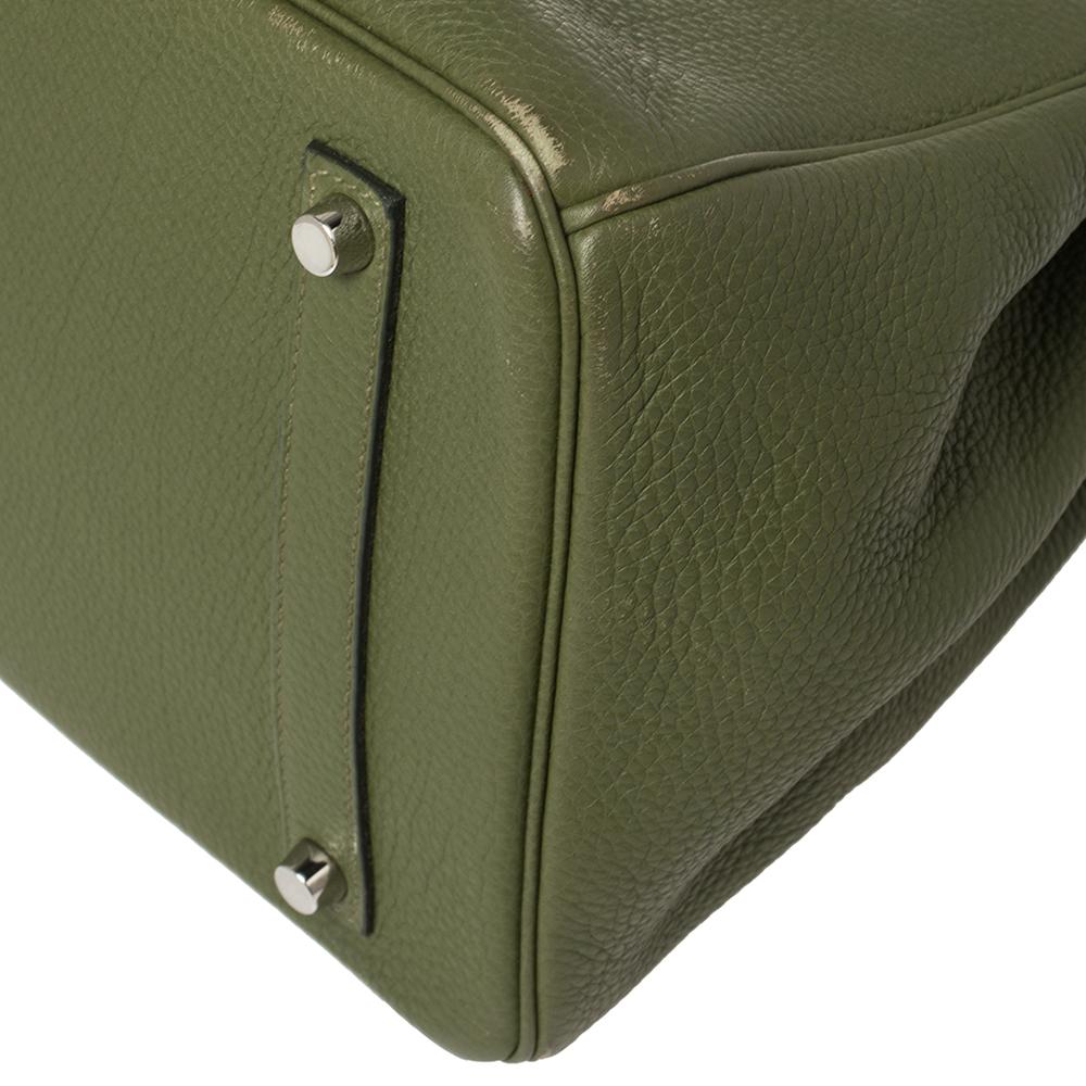 Hermes Vert Pelouse Togo Leather Palladium Finished Birkin 35 Bag 2