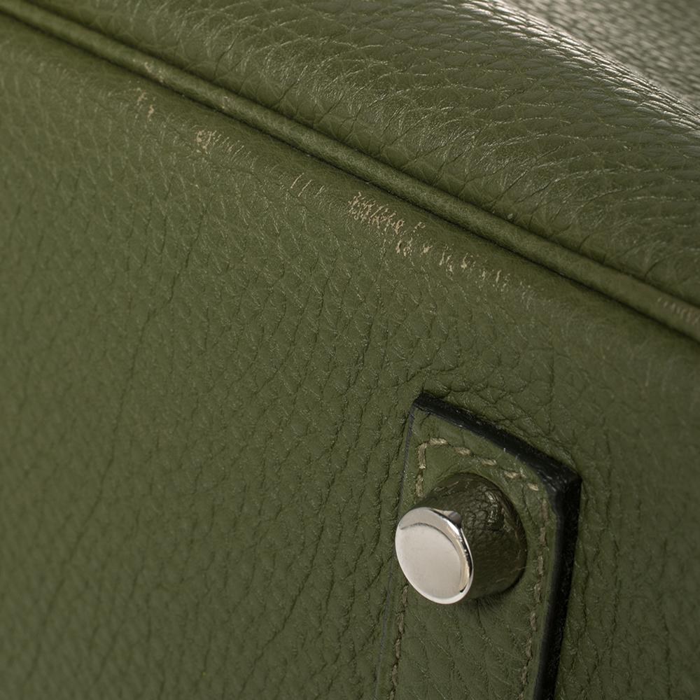 Hermes Vert Pelouse Togo Leather Palladium Finished Birkin 35 Bag 3
