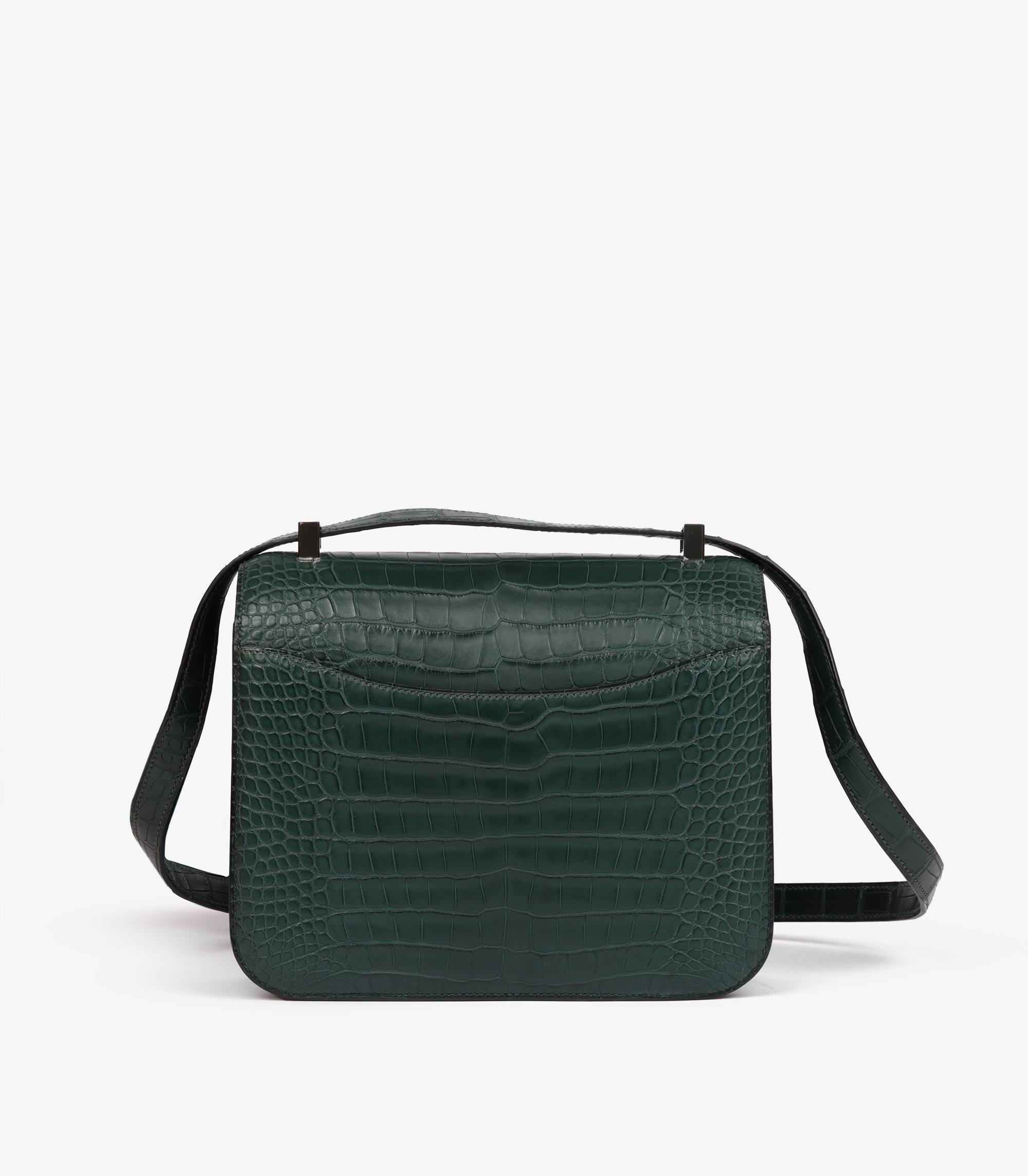 Hermès Vert Titien Matte Alligator Leather Turquoise Marble Constance 24 In Excellent Condition For Sale In Bishop's Stortford, Hertfordshire