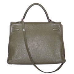 Hermes Vert Veronce Togo Leather Palladium Hardware Kelly Retourne 35 Bag