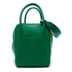 Hermes Vert Veronese Clemence Leather Lindy 30 with Crocodile Strap