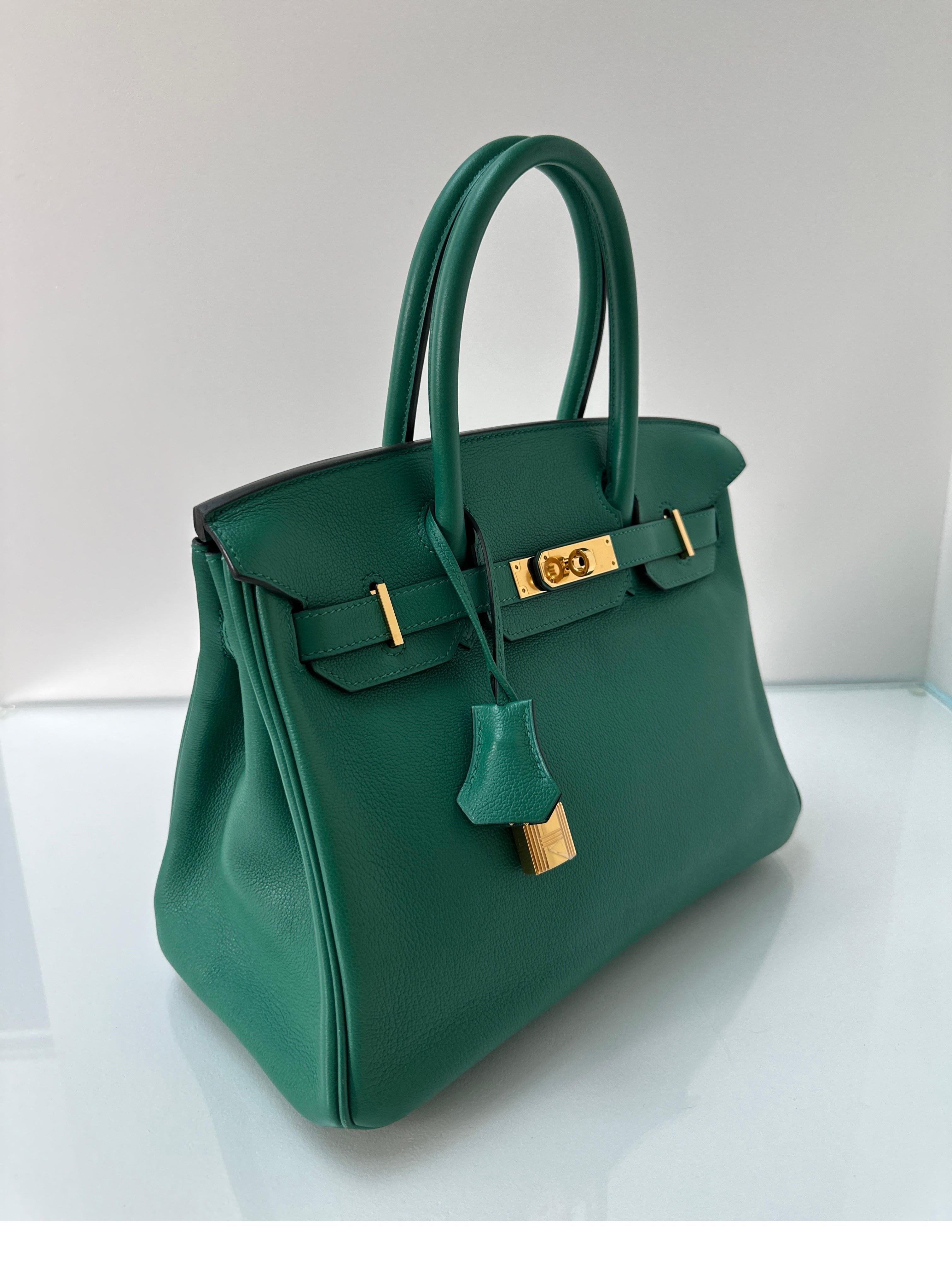 Blue Hermes Vert Vertigo Birkin 30 Bag