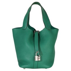 Hermès Vert Vertigo Clemence Picotin Lock 18 PHW